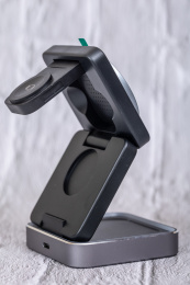 Беспроводное зарядное устройство CABLETIME CE12B (CT-WPG01-PG) 3-в-1, Qi-зарядка, 15 Вт, автодержатель, быстрая зарядка