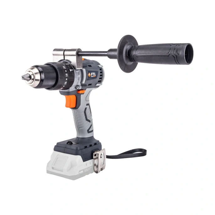 Аккумуляторная ударная дрель-шуруповерт FTL PSR-XI 20V EVO, бесщеточный двигатель, 60 Нм, 20 В, клипса на ремень, боковая ручка, без АКБ, без ЗУ, цв. коробка 8050