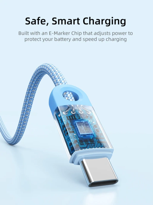 Кабель USB-C CABLETIME CUP0H (CT-CM100-PBL1) синий 1 м для смартфонов, планшетов