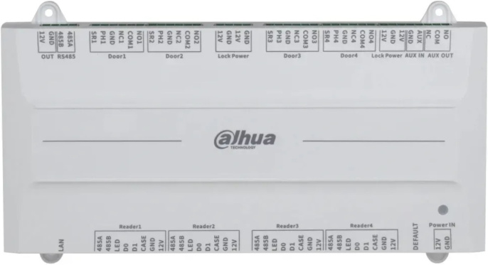 Контроллер Dahua DHI-ASC4204B-S сетевой протокол: IPv4, UDP, P2P, IPv6, TCP, однонаправленный, RS-485: 5 портов, SDK, API, сетевой порт: 1 RJ-45, 10 Мбит/с/100 Мбит/с, самоадаптирующийся, питание: стандартное PoE, 12 В, поддерживает: 100 000 пользователе