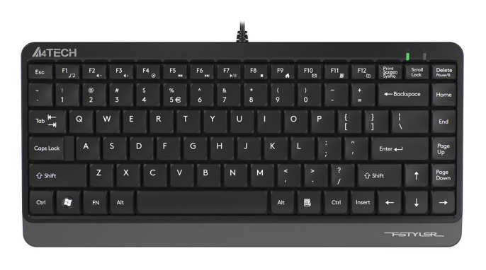 Клавиатура A4Tech FK11 черный USB slim (FK11 USB (GREY)) кабель 1.5м