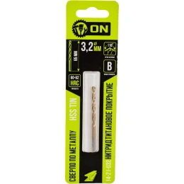 Сверло по металлу HSS TIN 3.2x65 мм, нитридтитановое покрытие On 14-21-032