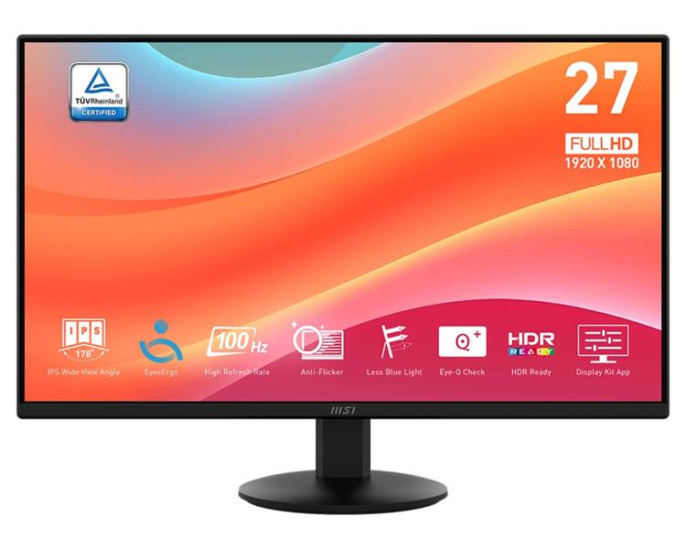 Монитор MSI 27" Pro MP272L черный IPS LED 16:9 HDMI матовая 250cd 178гр/178гр 1920x1080 100Hz FreeSync DP FHD 2.5кг