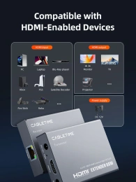 Удлинитель HDMI CABLETIME CP40G (CT-HEHD-FG60) Extender HD 1080P@60Hz до 60 м по витой паре RJ45