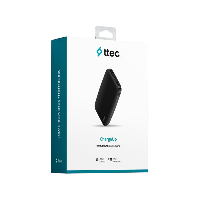 Внешний аккумулятор TTEC ChargeUp 10.000mAh Powerbank. Цвет: черный