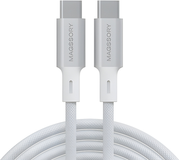 Кабель Magssory Link C CBL021 USB-C 2.4м Белый CBL021w магнитный, 240 Вт, Quick Charger, Power delivery