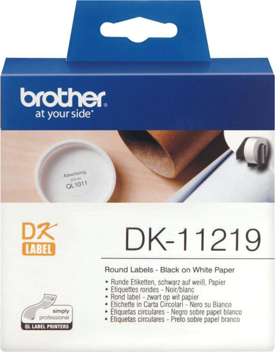 Картридж Brother DK11219, 12мм,  черный шрифт, белый фон,  DK11219