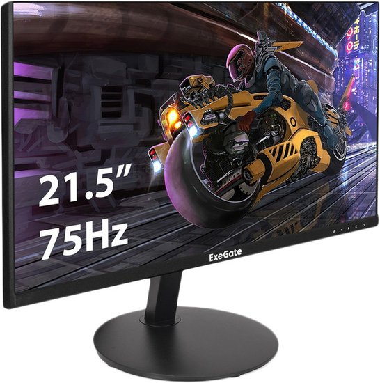 Монитор с аудио 21.5" ExeGate SmartView EP2207A (IPS LED Grade A+, FHD, 1920x1080@75Гц, 16:9, 250cd/m2, 1000:1, 178°/178°, 3-5ms, Speakers, D-Sub, HDMI 2.0, DisplayPort, audio-out, FreeSync, Flicker-free, Low Blue Light, кабель HDMI 1.5м, VESA, регулировк