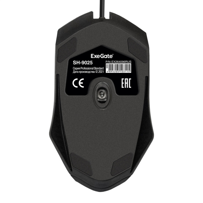 Exegate EX264096RUS Мышь Exegate SH-9025 black, optical, 3btn/scroll, 1000dpi, USB , Color box