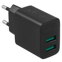 Сетевое зарядное устройство ACEFAST A86 12W USB-A+USB-A dual port charger EU - Black AF-A86-BK