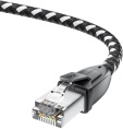 GCR Патч-корд PROF прямой 3.0m, UTP медь кат.6, STRONG черно-белый нейлон, ethernet high speed 10 Гбит/с, T568B, GCR-52778