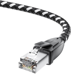 GCR Патч-корд PROF прямой 3.0m, UTP медь кат.6, STRONG черно-белый нейлон, ethernet high speed 10 Гбит/с, T568B, GCR-52778