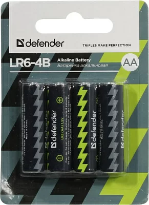 Элемент питания Defender LR6-4B Size AA щелочной (alkaline) уп.4 шт 56012