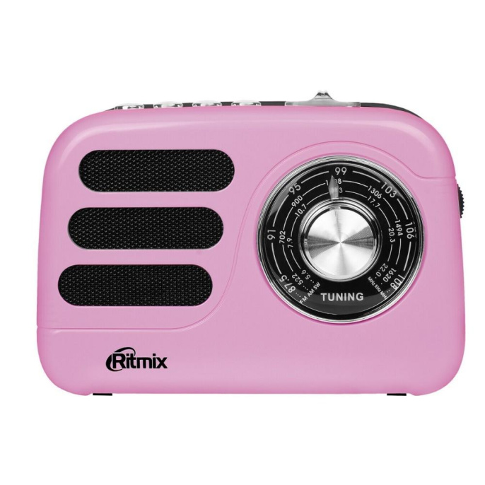 RITMIX RPR-033 PINK {Радиоприёмник порт 3хдиапазонный FM/AM/SW, Bluetooth v.5.3, воспр. с USB и с карт памяти micro SD до 32Gb , динамик 52мм 5 Вт 4 Ом}