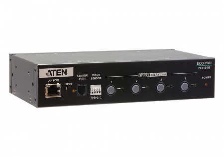 ATEN PE4104G-AT-G Устройство распределения питания, с управлением, 10A, 2.4kW, 4 порта, 1 банк, IP доступ, ввод C14, 4*C13;вкл/выкл по портам;без шнуров