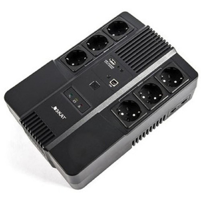 ИБП Бастион SKAT-UPS 800-AI-IN-1x9 {Line-interactive, 800/480Вт, USB/RJ-45, АКБ 1х 9Ач, сверху ЕВРО 3+3, МПТ} 452