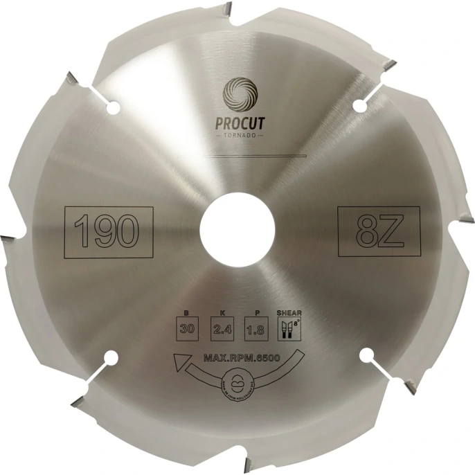Диск алмазный по фиброцементу с алмазными PCD зубьями (190x30x2.4/1.8 мм; Z=8) PROCUT 795.1903008D