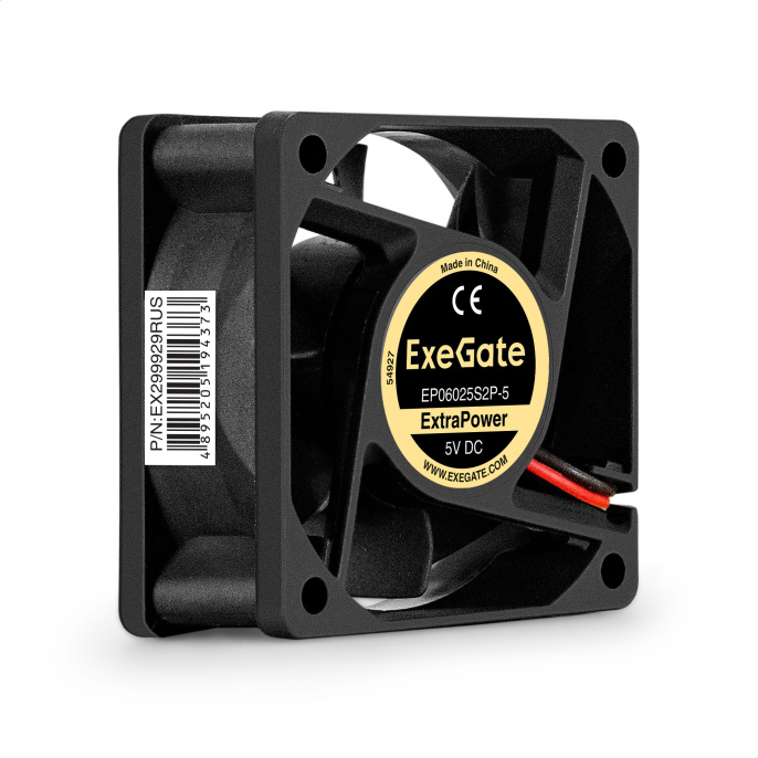 Вентилятор 5В DC ExeGate ExtraPower EP06025S2P-5 (60x60x25 мм, Sleeve bearing (подшипник скольжения), 2pin, 4800RPM, 33dBA) EX299929RUS