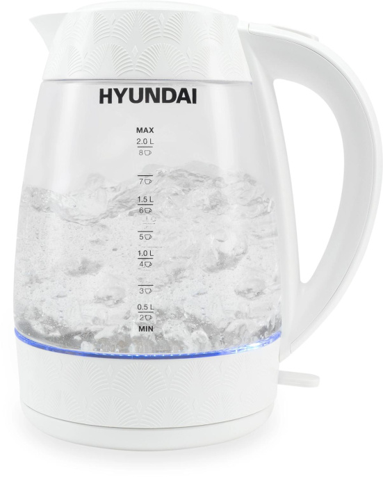 Чайник электрический Hyundai HYK-G4506 2л. 2200Вт белый корпус: стекло/пластик