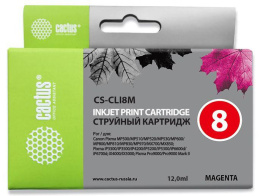 Картридж струйный Cactus CS-CLI8M CLI-8M пурпурный 13.4мл для Canon Pixma MP470/MP500/MP510/MP520/MP530/MP600/MP800/MP810/MP830/MP970/iP3300/iP3500/iP4200/iP5200/iP5300/iP6600D/iP6700D/MX700/MX850/iX4000/iX5000/Pro9000/9000Mark II с чипом