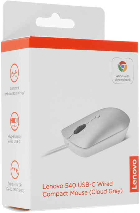 Мышь Lenovo 540 светло-серый оптическая 2400dpi USB 3but GY51D20877