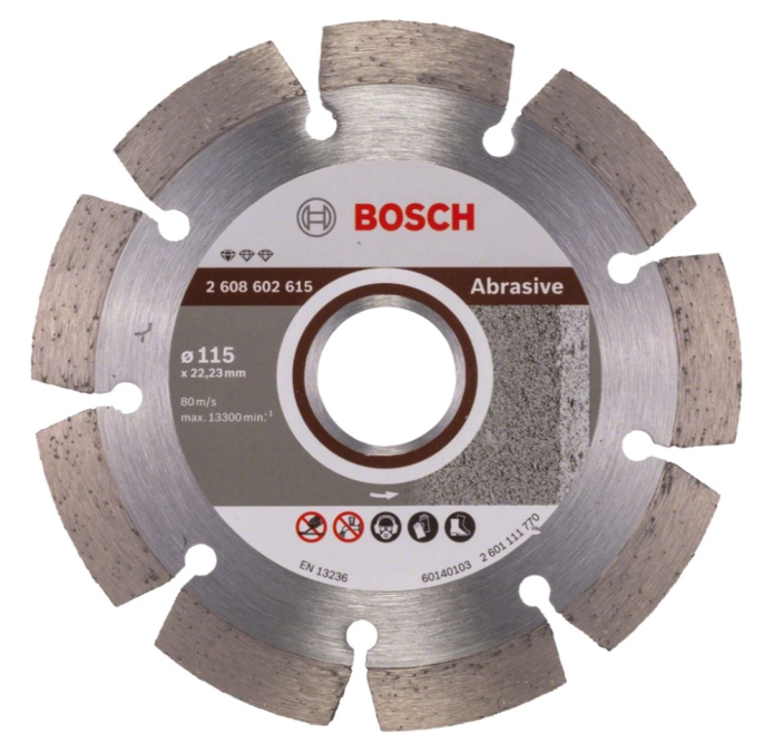 Алмазный диск Bosch Standard for Abrasive 115х22.23мм (2.608.602.615) (для угловых шлифовальных машин, сегментный, абразив, обрабатываемый материал: бетон, кирпич, камень)