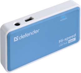 Хаб разветвитель Defender Quadro Power, голубой [83503]