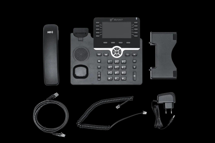 IP-телефон Flat-Phone B10: 20 SIP-аккаунтов, 2 порта 10/100/1000BASE-T RJ-45 , ЖК-дисплей, PoE, адаптер питания 220В, ТОРП Flat-Phone-B10P/RU