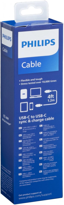 Кабель Philips DLC9060,  USB Type-C (m) -  USB Type-C (m),  1.2м,  3A,  черный