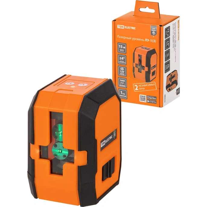 Лазерный уровень TDM ELECTRIC лу-1(з) гранит, 15 м, ± 1 мм/5 м, два луча, 520 нм, резьба 1/4 SQ1018-0301