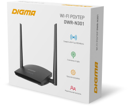 Роутер беспроводной Digma DWR-N301 N300 10/100BASE-TX черный