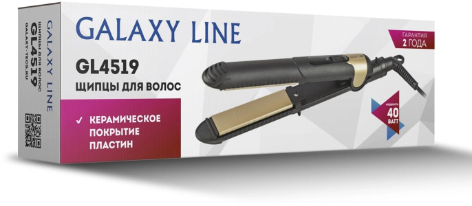 Выпрямитель Galaxy Line GL 4519 40Вт черный макс.темп.:180С покрытие:керамическое ГЛ4519Л
