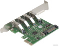 Контроллер ExeGate EXE-314 (PCI-E x1 v2.0, 4*USB3.0 ext., разъем доп.питания SATA 15pin, VIA Labs Chipset VL805) EX283716RUS
