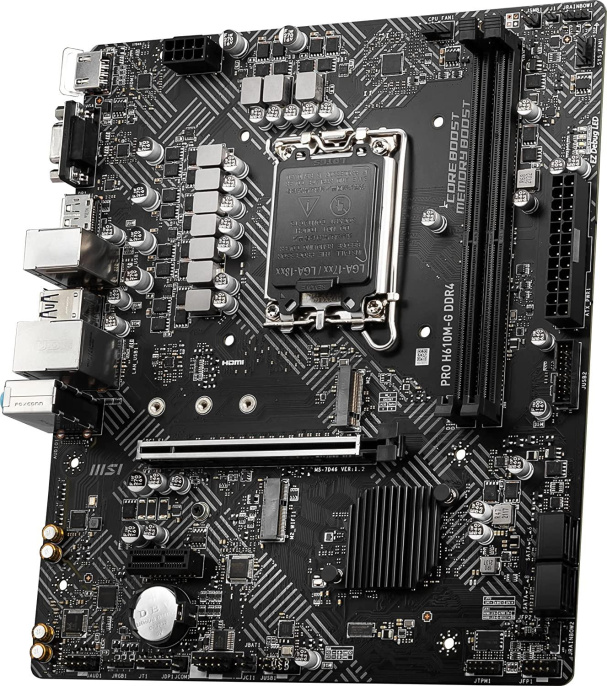 Материнская плата MSI PRO H610M-G DDR4 H610, LGA1700, 2*DDR4, 1*PCIEx16, 1*PCIEx1, 1*M.2, 4*USB3.2Gen1, 6*USB2.0, 4*SATA3.0, 1G, VGA, DP, HDMI, M-ATX, RTL