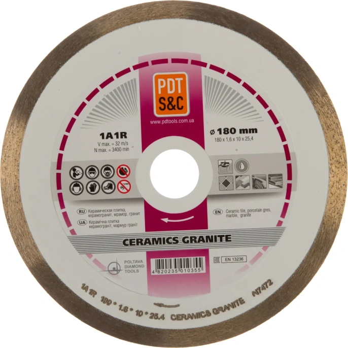 Диск алмазный отрезной Ceramics Granite 820401CRMG 1A1R (180х1.6х10х25.4 мм) ПАИ 4820235010355