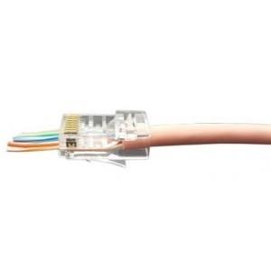 Hyperline PLEZ-8P8C-U-C6 Разъем легкой оконцовки RJ-45 8P8C под витую пару, категория 6 50 µ"/ 50 микродюймов , универсальный для одножильного и многожильного кабеля 1 шт.