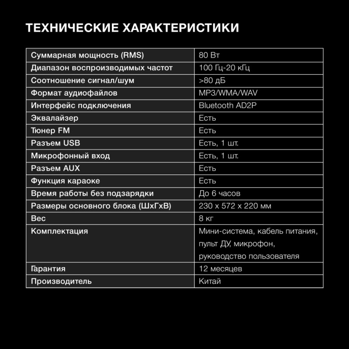Минисистема Hyundai H-MC180 черный 80Вт FM USB BT SD/MMC