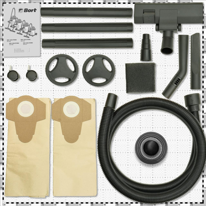 Пылесос для сухой и влажной уборки BORT BSS-1625-STORM {бак 25 л; 1600 Вт; шланг 3 м; всасывание 270 Вт; Уровень шума 78 дБ; Вес 6,4 кг; Напряжение 220 В; аксессуаров 12 шт, гарантия 2 г} [93417470]