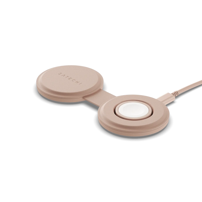 Переносное зарядное устройство Satechi Qi2 OntheGo 2-in-1 Wireless Charger. Цвет: нежно-розовый (ST-QTG21R)