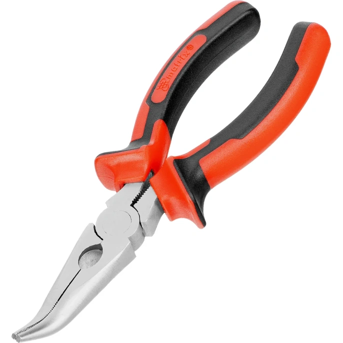 Длинногубцы MATRIX NICKEL, 160 мм, изогнутые никелированные, двухкомпонентные рукоятки// 17420