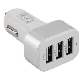 Cablexpert Адаптер питания 12V- 5V 3-USB, 2.1/2/1A, белый MP3A-UC-CAR17