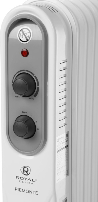Масляный радиатор Royal Clima Piemonte ROR-P7-1500M, с терморегулятором, 1500Вт, 6 секций, 3 режима, белый
