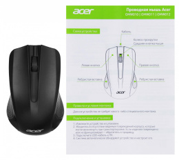 Мышь проводная Acer OMW010, оптическая, USB, 1200dpi, черный [zl.mceee.001]