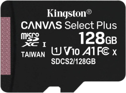 Карта памяти microSDXC UHS-I U1 Kingston Canvas Select Plus 128 ГБ, 100 МБ/с, Class 10, SDCS2/128GBSP,  1 шт., без адаптера