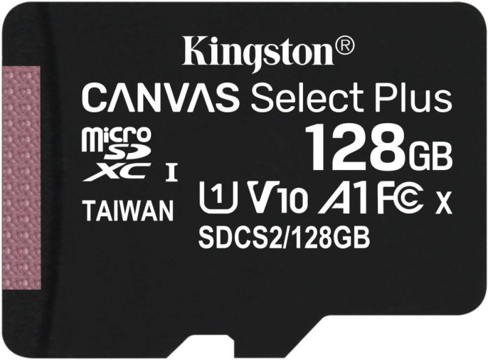 Карта памяти microSDXC UHS-I U1 Kingston Canvas Select Plus 128 ГБ, 100 МБ/с, Class 10, SDCS2/128GBSP,  1 шт., без адаптера
