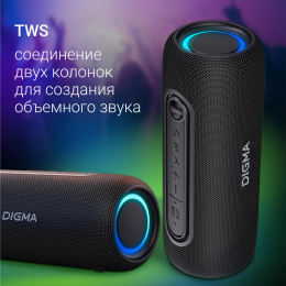 Колонка портативная Digma D-PS1524, 20Вт, черный [ps1524b]