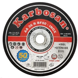 Диск отрезной по нержавеющей стали 180х1.9х22 мм INOX Karbosan KAR-910420