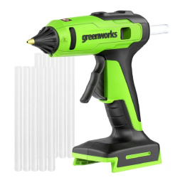 Greenworks G24GLG Пистолет клеевой, 24V, 150°С, 90 сек, 11 мм, без АКБ и ЗУ [3502207]