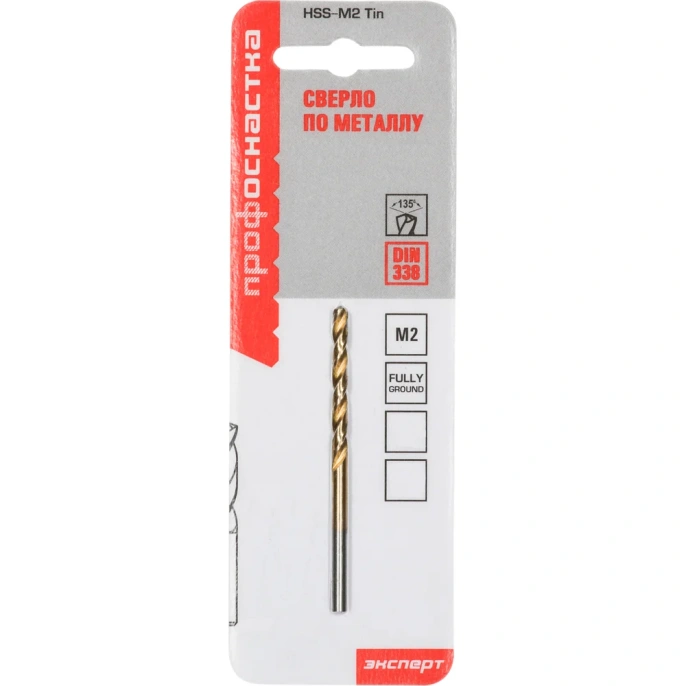 Сверло по металлу Профоснастка 3,3 мм HSS M2 TIN/135 DIN 338, 1 шт., №200 30201040