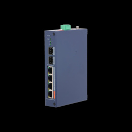 DAHUA DH-CHS4206-4ET-60 4-портовый PoE коммутатор управляемый 4 RJ45 10/100Мбит/с PoE/PoE+/Hi-PoE , 2 SFP 1000Мбит/с uplink ; IP30, IK06; монтаж на DIN-рейку